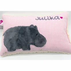Namenskissen Taufkissen Kuschelkissen Kindergartenkissen Geburtsgeschenk  Nilpferd Hippo