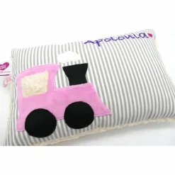 Namenskissen Taufkissen Kuschelkissen Kindergartenkissen Geburtsgeschenk  Eisenbahn Lok Lokomotive