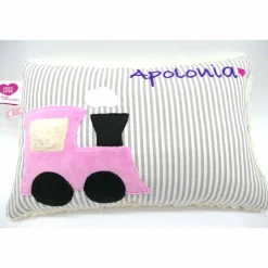 Namenskissen Taufkissen Kuschelkissen Kindergartenkissen Geburtsgeschenk  Eisenbahn Lok Lokomotive