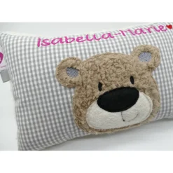 Namenskissen Taufkissen Kuschelkissen Kindergartenkissen Geburtsgeschenk  Bär Teddybär Kuschelbär