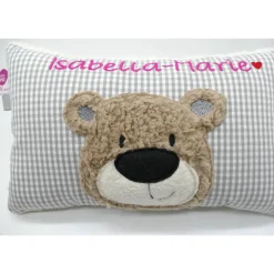 Namenskissen Taufkissen Kuschelkissen Kindergartenkissen Geburtsgeschenk  Bär Teddybär Kuschelbär