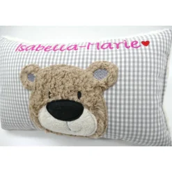 Namenskissen Taufkissen Kuschelkissen Kindergartenkissen Geburtsgeschenk  Bär Teddybär Kuschelbär
