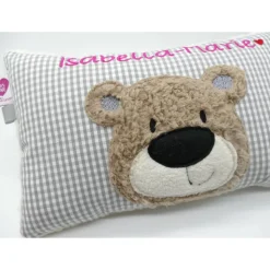 Namenskissen Taufkissen Kuschelkissen Kindergartenkissen Geburtsgeschenk  Bär Teddybär Kuschelbär