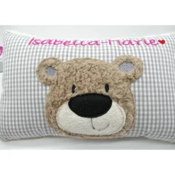 Namenskissen Taufkissen Kuschelkissen Kindergartenkissen Geburtsgeschenk  Bär Teddybär Kuschelbär