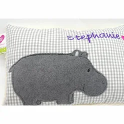 Namenskissen Taufkissen Kuschelkissen Kindergartenkissen Geburtsgeschenk  Nilpferd Hippo