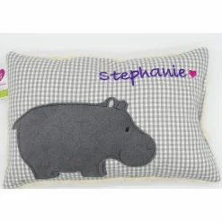 Namenskissen Taufkissen Kuschelkissen Kindergartenkissen Geburtsgeschenk  Nilpferd Hippo