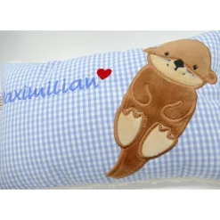 Namenskissen Taufkissen Kuschelkissen Kindergartenkissen Geburtsgeschenk  Otter Babyotter Fischotter Kuschelotter