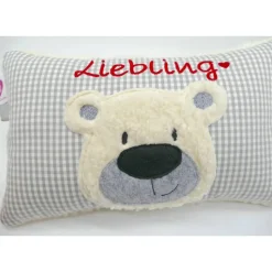 Namenskissen Taufkissen Kuschelkissen Kindergartenkissen Geburtsgeschenk  Bär Teddybär Kuschelbär