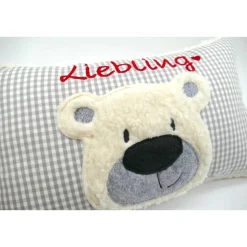 Namenskissen Taufkissen Kuschelkissen Kindergartenkissen Geburtsgeschenk  Bär Teddybär Kuschelbär