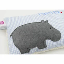 Namenskissen Taufkissen Kuschelkissen Kindergartenkissen Geburtsgeschenk  Nilpferd Hippo