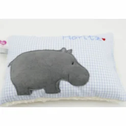 Namenskissen Taufkissen Kuschelkissen Kindergartenkissen Geburtsgeschenk  Nilpferd Hippo