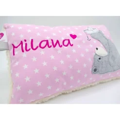 Namenskissen Taufkissen Kuschelkissen Kindergartenkissen Geburtsgeschenk  Bär mit Boot Mädchenkissen