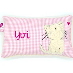 Namenskissen Taufkissen Kuschelkissen Kindergartenkissen Geburtsgeschenk  Schmusekissen Katze Kätzchen