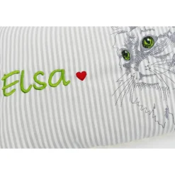 Namenskissen Taufkissen Kuschelkissen Kindergartenkissen Geburtsgeschenk  Schmusekissen Katzenkissen Langhaar