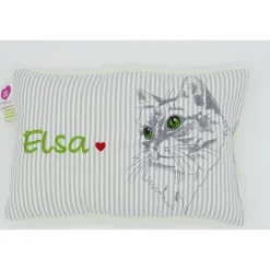 Namenskissen Taufkissen Kuschelkissen Kindergartenkissen Geburtsgeschenk  Schmusekissen Katzenkissen Langhaar