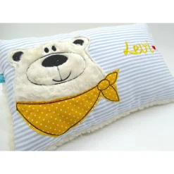 Namenskissen Taufkissen Kuschelkissen Kindergartenkissen Geburtsgeschenk  Teddykissen Bär Eisbär