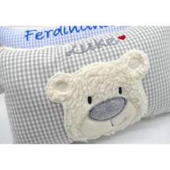 Namenskissen Taufkissen Kuschelkissen Kindergartenkissen Geburtsgeschenk  Bär Teddybär Kuschelbär