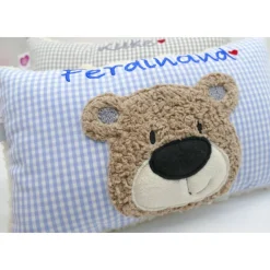 Namenskissen Taufkissen Kuschelkissen Kindergartenkissen Geburtsgeschenk  Bär Teddybär Kuschelbär