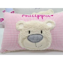 Namenskissen Taufkissen Kuschelkissen Kindergartenkissen Geburtsgeschenk  Bär Teddybär Kuschelbär