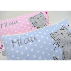 Namenskissen Taufkissen Kuschelkissen Kindergartenkissen Geburtsgeschenk  Schmusekissen Katze Kätzchen