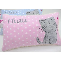 Namenskissen Taufkissen Kuschelkissen Kindergartenkissen Geburtsgeschenk  Schmusekissen Katze Kätzchen