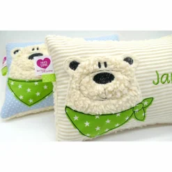 Namenskissen Taufkissen Kuschelkissen Kindergartenkissen Geburtsgeschenk  Bär Eisbär