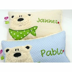 Namenskissen Taufkissen Kuschelkissen Kindergartenkissen Geburtsgeschenk  Bär Eisbär