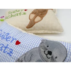 Namenskissen Taufkissen Kuschelkissen Kindergartenkissen Geburtsgeschenk  Otter Babyotter Fischotter Kuschelotter