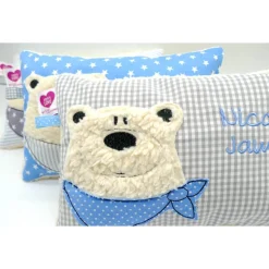 Namenskissen Taufkissen Kuschelkissen Kindergartenkissen Geburtsgeschenk  Bär Eisbär