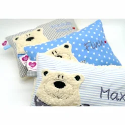 Namenskissen Taufkissen Kuschelkissen Kindergartenkissen Geburtsgeschenk  Bär Eisbär