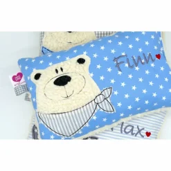 Namenskissen Taufkissen Kuschelkissen Kindergartenkissen Geburtsgeschenk  Bär Eisbär