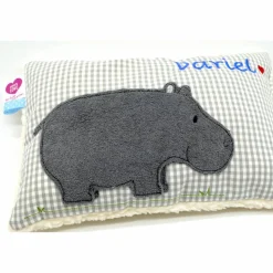 Namenskissen Taufkissen Kuschelkissen Kindergartenkissen Geburtsgeschenk  Nilpferd Hippo
