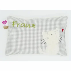Namenskissen Taufkissen Kuschelkissen Kindergartenkissen Geburtsgeschenk  Schmusekissen Katze Kätzchen