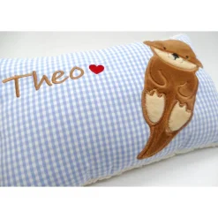Namenskissen Taufkissen Kuschelkissen Kindergartenkissen Geburtsgeschenk  Otter Babyotter Fischotter Kuschelotter