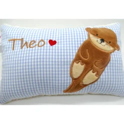 Namenskissen Taufkissen Kuschelkissen Kindergartenkissen Geburtsgeschenk  Otter Babyotter Fischotter Kuschelotter