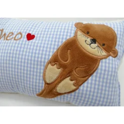 Namenskissen Taufkissen Kuschelkissen Kindergartenkissen Geburtsgeschenk  Otter Babyotter Fischotter Kuschelotter