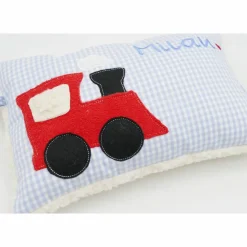 Namenskissen Taufkissen Kuschelkissen Kindergartenkissen Geburtsgeschenk  Eisenbahn Lok Lokomotive