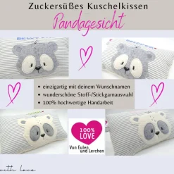 Namenskissen Taufkissen Kuschelkissen Kindergartenkissen Geburtsgeschenk  Panda Pandaliebe Pandabär