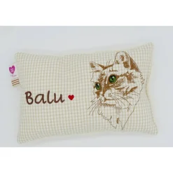 Namenskissen Taufkissen Kuschelkissen Kindergartenkissen Geburtsgeschenk  Schmusekissen Katzenkissen Langhaar
