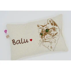 Namenskissen Taufkissen Kuschelkissen Kindergartenkissen Geburtsgeschenk  Schmusekissen Katzenkissen Langhaar
