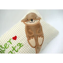 Namenskissen Taufkissen Kuschelkissen Kindergartenkissen Geburtsgeschenk  Otter Babyotter Fischotter Kuschelotter