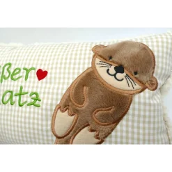 Namenskissen Taufkissen Kuschelkissen Kindergartenkissen Geburtsgeschenk  Otter Babyotter Fischotter Kuschelotter