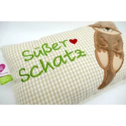 Namenskissen Taufkissen Kuschelkissen Kindergartenkissen Geburtsgeschenk  Otter Babyotter Fischotter Kuschelotter