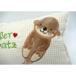 Namenskissen Taufkissen Kuschelkissen Kindergartenkissen Geburtsgeschenk  Otter Babyotter Fischotter Kuschelotter