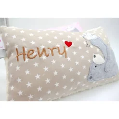 Namenskissen Taufkissen Kuschelkissen Kindergartenkissen Geburtsgeschenk  Bär mit Boot Jungenkissen