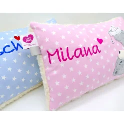 Namenskissen Taufkissen Kuschelkissen Kindergartenkissen Geburtsgeschenk  Bär mit Boot Jungenkissen