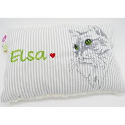 Namenskissen Taufkissen Kuschelkissen Kindergartenkissen Geburtsgeschenk  Schmusekissen Katzenkissen Langhaar