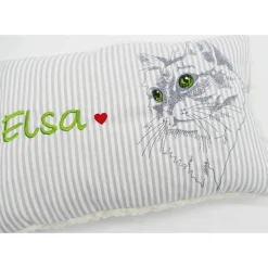 Namenskissen Taufkissen Kuschelkissen Kindergartenkissen Geburtsgeschenk  Schmusekissen Katzenkissen Langhaar