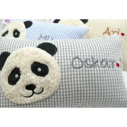 Namenskissen Taufkissen Kuschelkissen Kindergartenkissen Geburtsgeschenk  Panda Pandabär