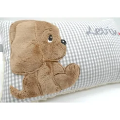 Namenskissen Taufkissen Kuschelkissen Kindergartenkissen Geburtsgeschenk Kuschliger Hundewelpe